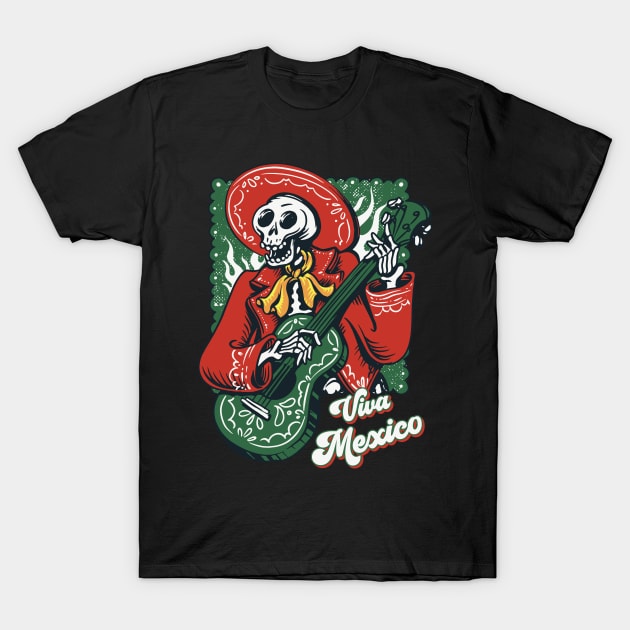 Funny Mexican Independence Day Music Mariachi Player T-Shirt by Emmi Fox Designs